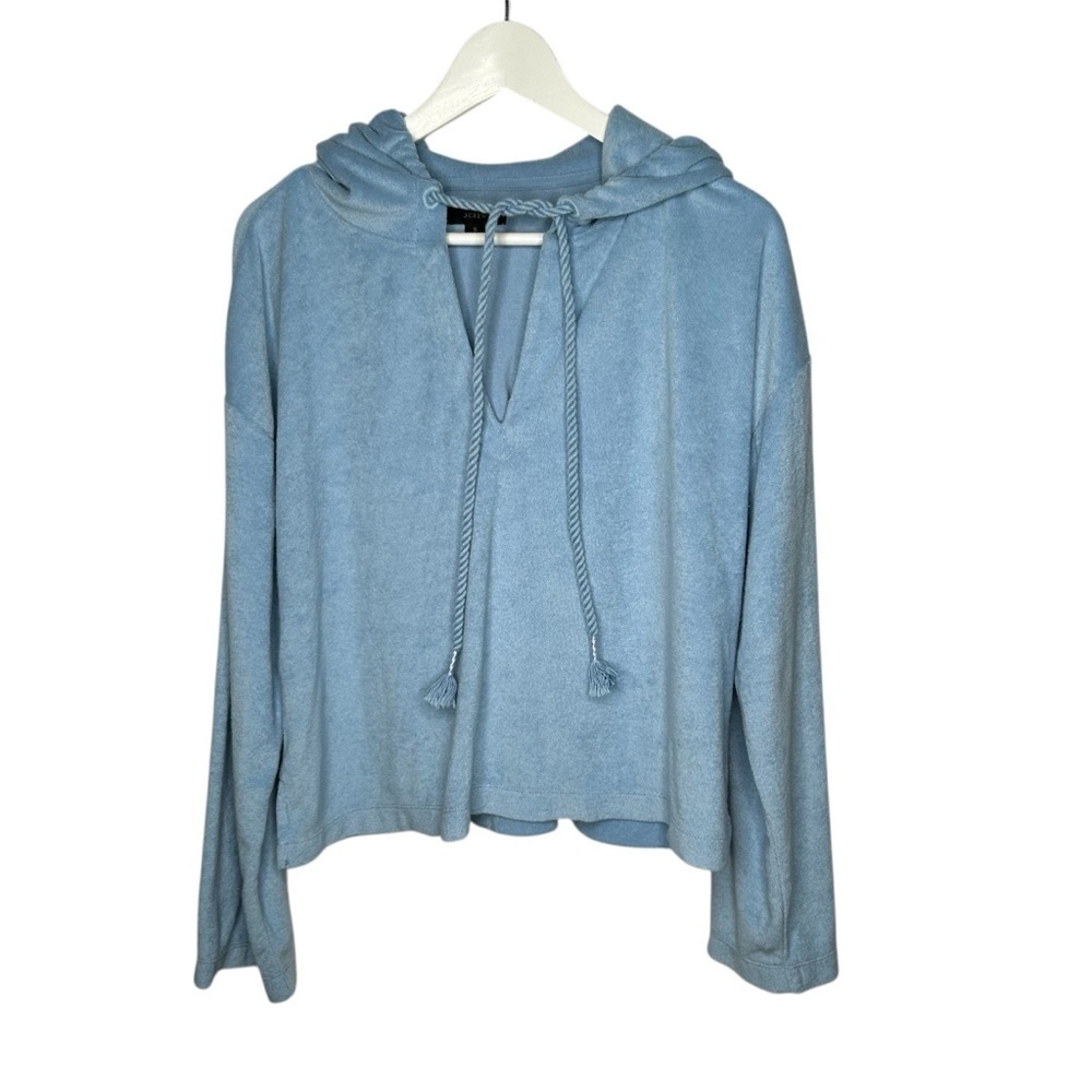 J. Crew Blue Relaxed Tie Front Long Sleeve Hoodie small
